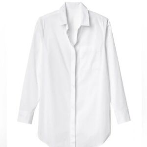 Athleta White Button Down Tunic Top Size Small